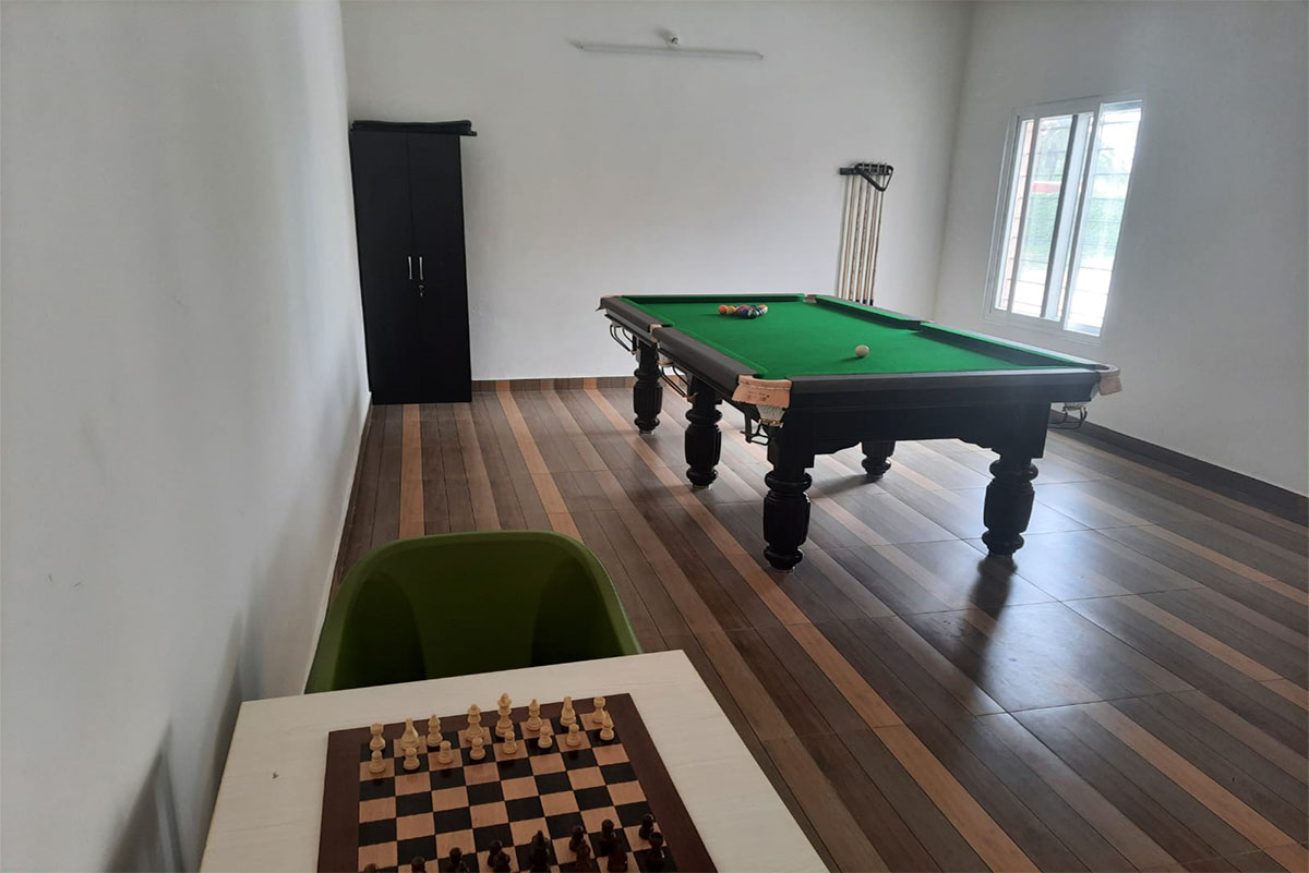 Indoor Games with a Pool Table, Cards, Chess, etc.,